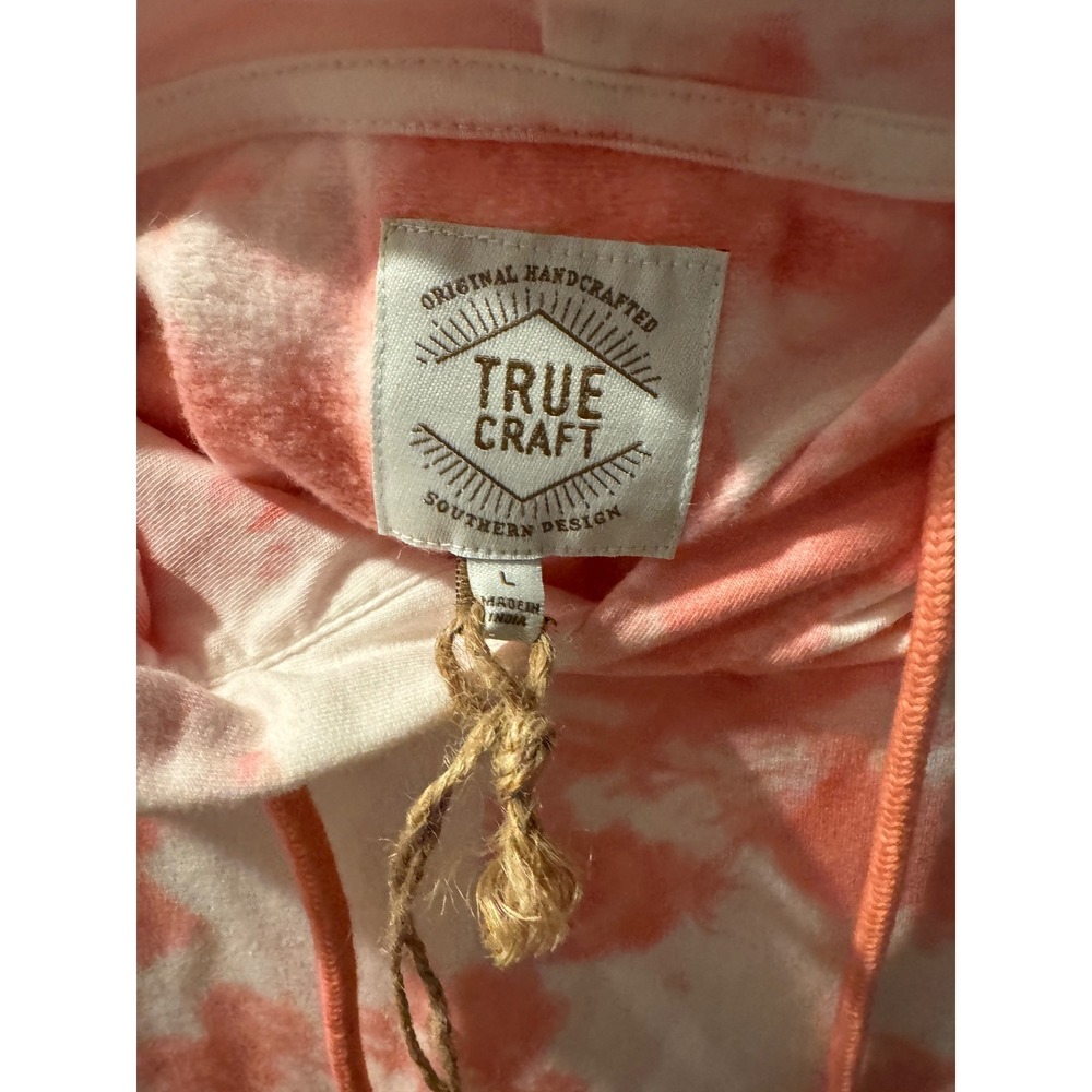 True Craft Pink Tie Dye Hoodie‎ Sweatshirt Mens Large Southern Design NWT